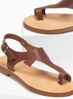 Σανδάλια δερμάτινα Ankle Strap Estil - Καφέ -The Fashion Project κατάστημα estil dermatina isia pedila 91391 6czk