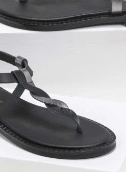 Σανδάλια δερμάτινα με διχρωμία Estil - Μαύρο/Ατσαλί -The Fashion Project κατάστημα estil dermatina isia pedila me dixrwmia 90162 xkj5
