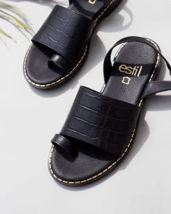 Σανδάλια δερμάτινα κροκό Estil - Μαύρο 9 Σανδάλια δερμάτινα κροκό Estil - Μαύρο -The Fashion Project κατάστημα estil dermatina kroko isia pedila 92578 2sre