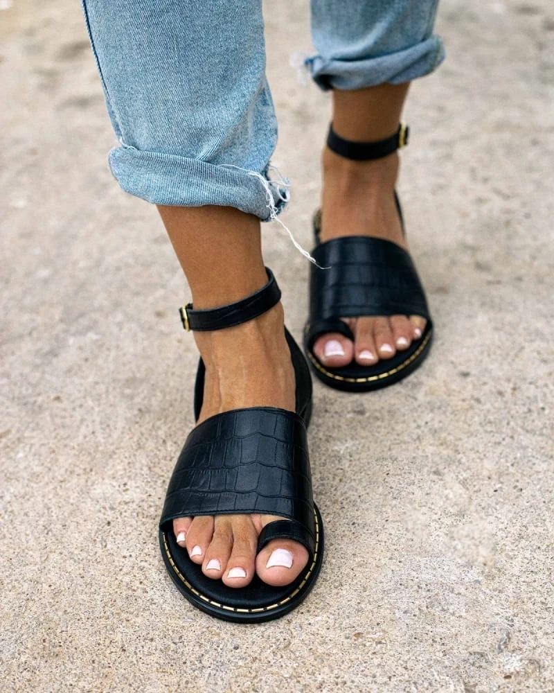Σανδάλια δερμάτινα κροκό Estil - Μαύρο 3 Σανδάλια δερμάτινα κροκό Estil - Μαύρο