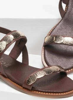 Σανδάλιαδερμάτινα με μεταλλικά στοιχεία Estil - Καφέ -The Fashion Project κατάστημα estil dermatina pedila me metallika stoixeia 90922 hzsk