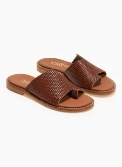 Σανδάλια δερμάτινα με ανάγλυφο σχέδιο Estil - Ταμπά