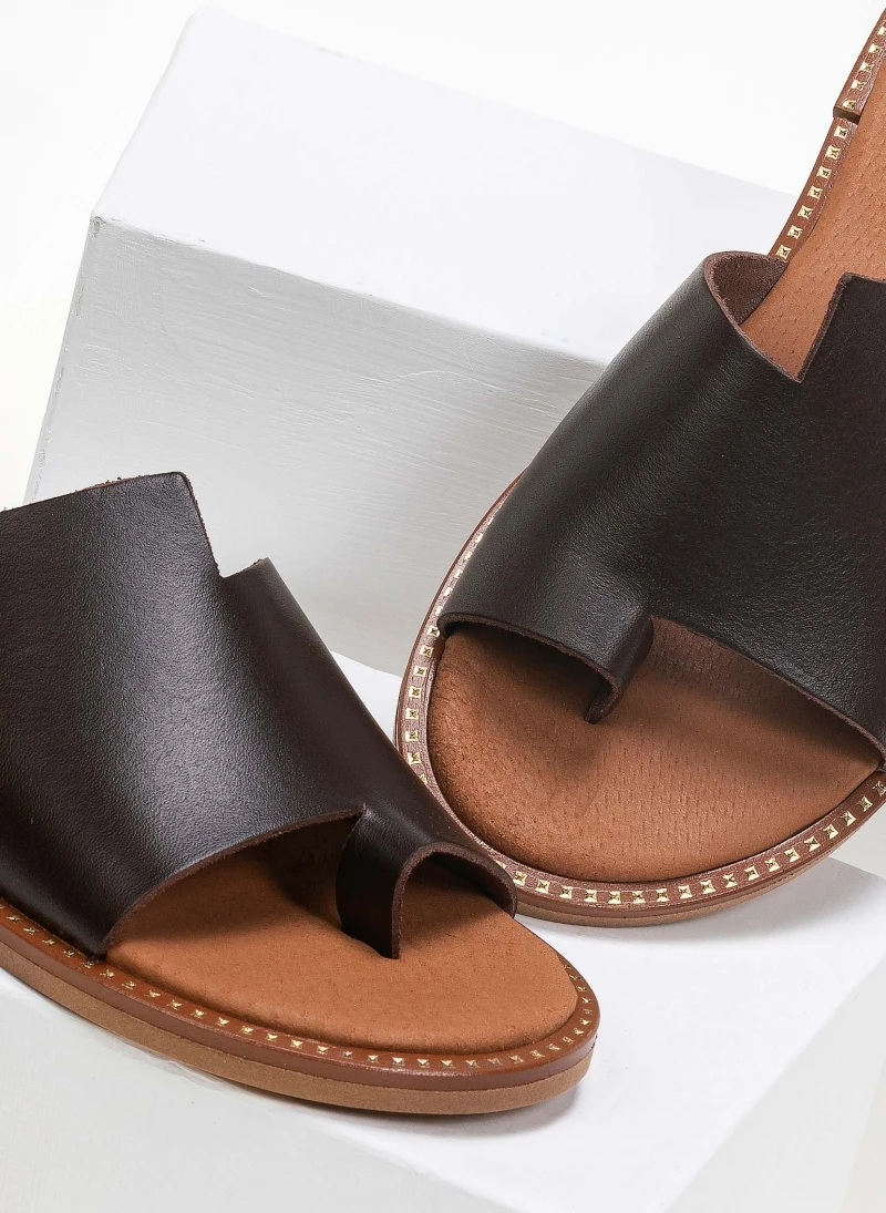 Σανδάλια δερμάτινα με άνισο τελείωμα Estil - Καφέ 6 Σανδάλια δερμάτινα με άνισο τελείωμα Estil - Καφέ - Image 4