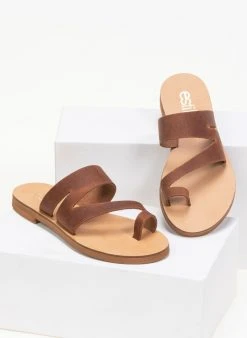 Σανδάλια δερμάτινα με άνοιγμα στο πλάι Estil - Ταμπά