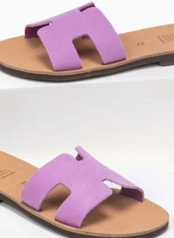 Σανδάλια δερμάτινα με άνοιγμα Estil - Λιλά -The Fashion Project κατάστημα estil dermatina sandalia me anoigmata sto plai 91737 lvkz
