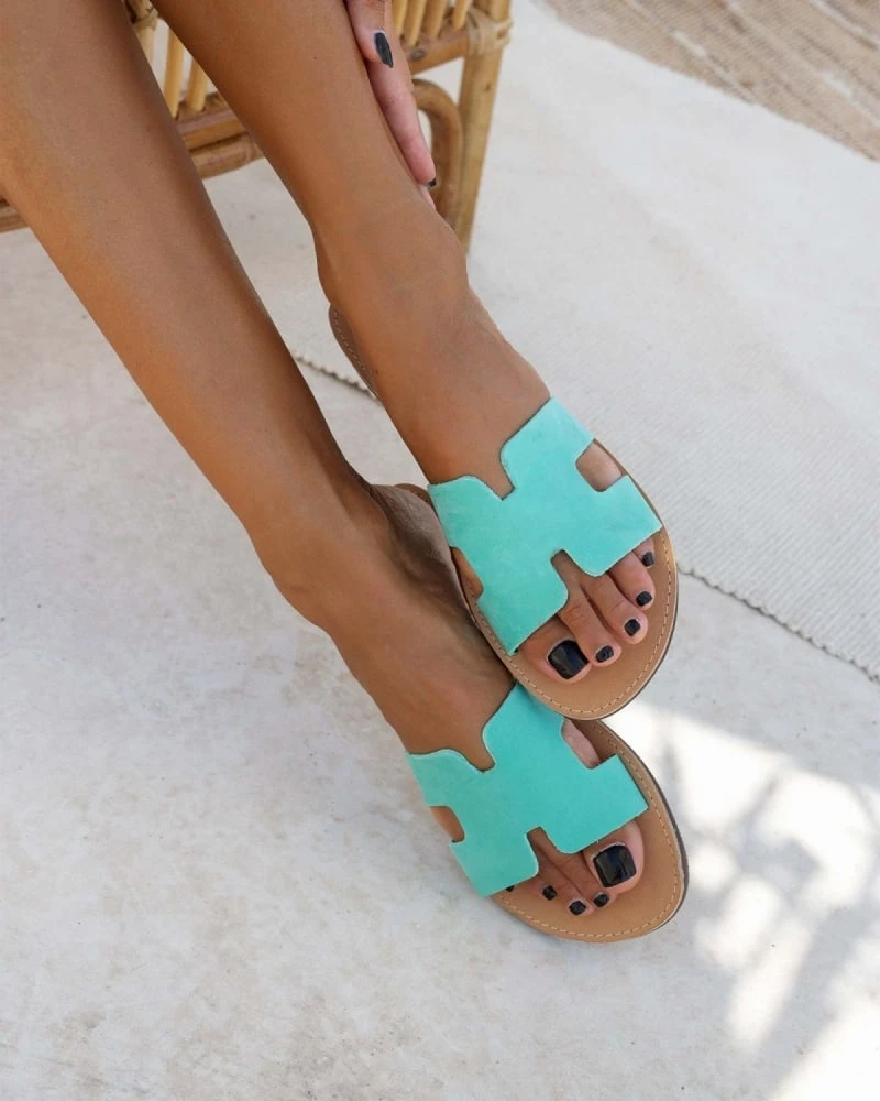 Σανδάλια δερμάτινα με άνοιγμα Estil - Μέντα 6 Σανδάλια δερμάτινα με άνοιγμα Estil - Μέντα - Image 4