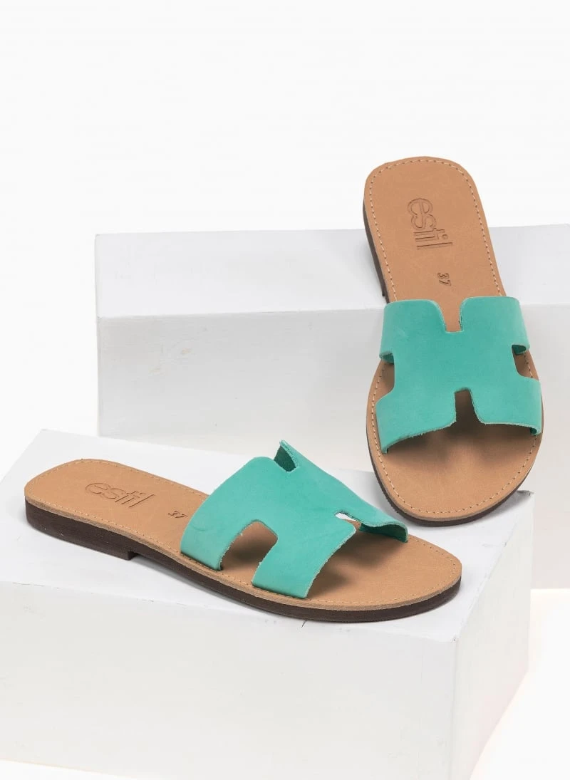 Σανδάλια δερμάτινα με άνοιγμα Estil - Μέντα 9 Σανδάλια δερμάτινα με άνοιγμα Estil - Μέντα - Image 7