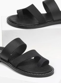 Σανδάλια δερμάτινα με δυο φάσες Estil - Μαύρο -The Fashion Project κατάστημα estil dermatina sandalia me duo fases 91888 g5vk