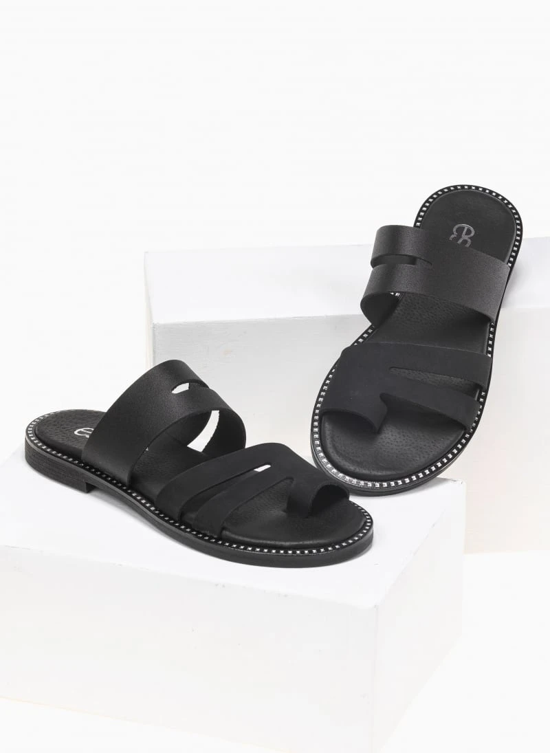 Σανδάλια δερμάτινα ανοίγματα στη φάσα Estil - Μαύρο 4 Σανδάλια δερμάτινα ανοίγματα στη φάσα Estil - Μαύρο - Image 2