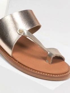 Σανδάλια δερμάτινα με λοξή φάσα Estil - Χαλκός -The Fashion Project κατάστημα estil dermatina sandalia me fasa kai daktulo 92351 nu7t