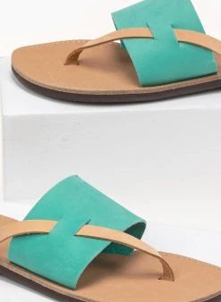 Σανδάλια δερμάτινα με φάσα και λουράκι Estil - Μέντα