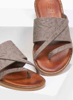 Σανδάλια δερμάτινα με φάσα και λουράκια Estil - Τάουπε