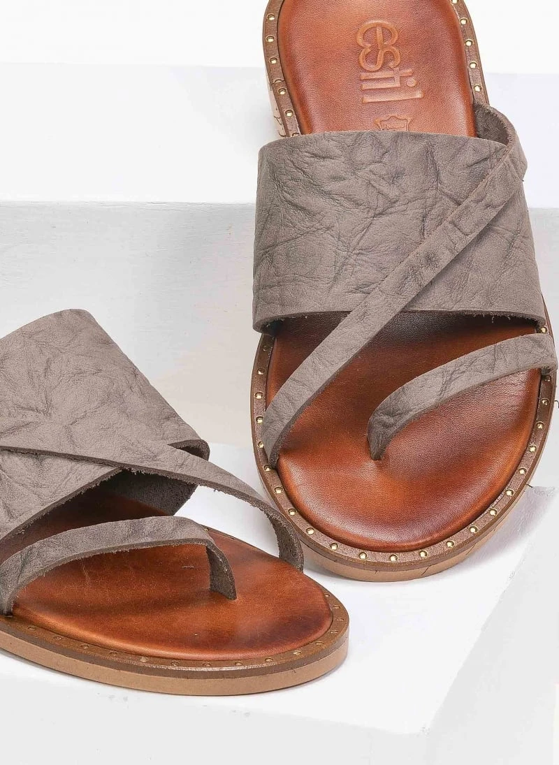 Σανδάλια δερμάτινα με φάσα και λουράκια Estil - Τάουπε 3 Σανδάλια δερμάτινα με φάσα και λουράκια Estil - Τάουπε