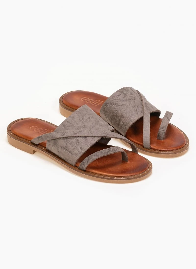 Σανδάλια δερμάτινα με φάσα και λουράκια Estil - Τάουπε 4 Σανδάλια δερμάτινα με φάσα και λουράκια Estil - Τάουπε - Image 2