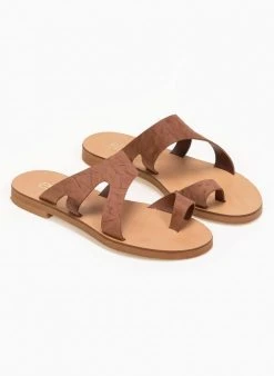 Σανδάλια δερμάτινα με ανοίγματα Estil - Ταμπά