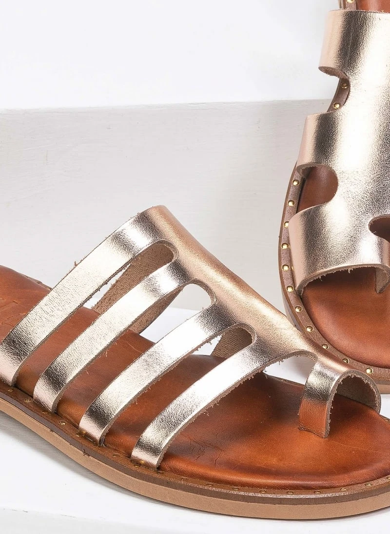 Σανδάλια δερμάτινα με κοψίματα στη φάσα Estil - Χαλκός 4 Σανδάλια δερμάτινα με κοψίματα στη φάσα Estil - Χαλκός - Image 2