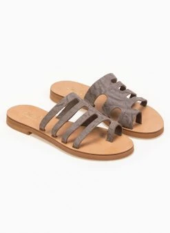 Σανδάλια δερμάτινα με λουράκια Estil - Τάουπε -The Fashion Project κατάστημα estil dermatina sandalia me lepta lourakia 91225 vxex