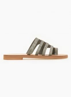 Σανδάλια δερμάτινα με λουράκια Estil - Λαδί -The Fashion Project κατάστημα estil dermatina sandalia me lepta lourakia 91227 pl48