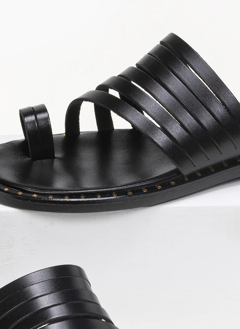 Σανδάλια δερμάτινα με λεπτά λουράκια Estil - Μαύρο 4 Σανδάλια δερμάτινα με λεπτά λουράκια Estil - Μαύρο - Image 2