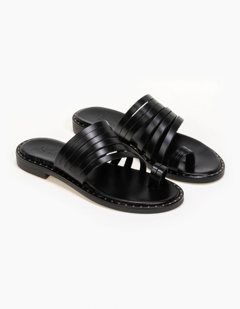 Σανδάλια δερμάτινα με λεπτά λουράκια Estil - Μαύρο 6 Σανδάλια δερμάτινα με λεπτά λουράκια Estil - Μαύρο - Image 4
