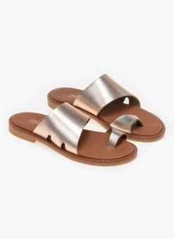 The Fashion Project Σανδάλια Estil δερμάτινα με λοξή φάσα - Χαλκός -The Fashion Project κατάστημα estil dermatina sandalia me loksi fasa 91886 dh0v