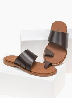 The Fashion Project Σανδάλια Estil δερμάτινα με λοξή φάσα - Καφέ -The Fashion Project κατάστημα estil dermatina sandalia me loksi fasa 91892 7lj9