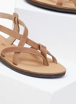 Estil Σανδάλια δερμάτινα Crossover - Πούρο -The Fashion Project κατάστημα estil dermatina sandalia me lourakia 101416 m939