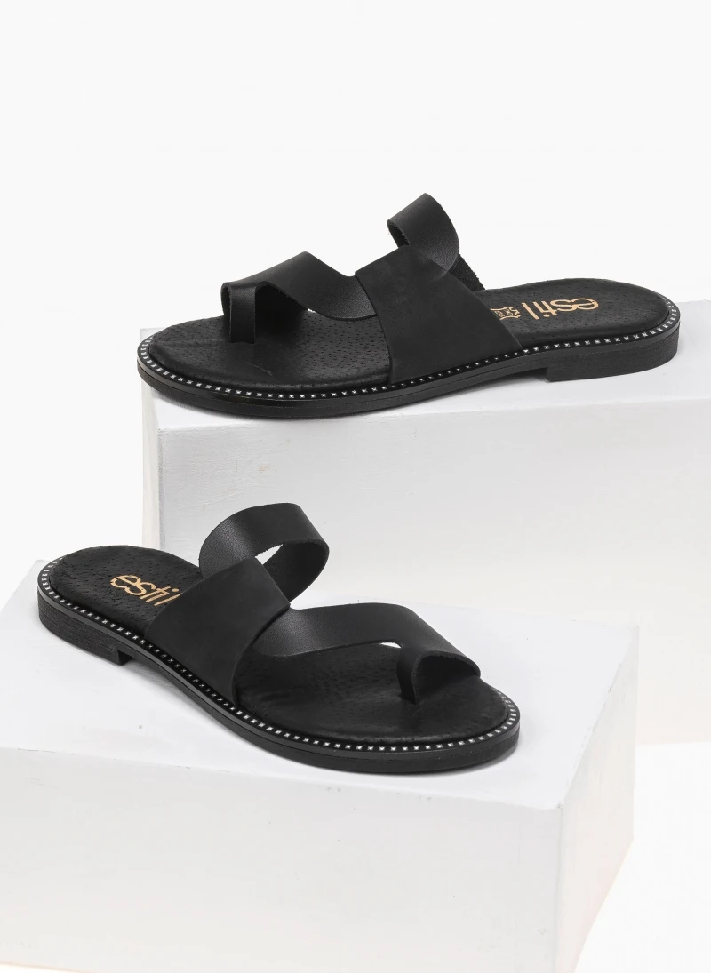 Δερμάτινα σανδάλια με Nubuck λεπτομέρεια Estil - Μαύρο 3 Δερμάτινα σανδάλια με Nubuck λεπτομέρεια Estil - Μαύρο
