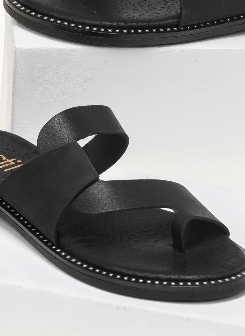 Δερμάτινα σανδάλια με Nubuck λεπτομέρεια Estil - Μαύρο 4 Δερμάτινα σανδάλια με Nubuck λεπτομέρεια Estil - Μαύρο - Image 2