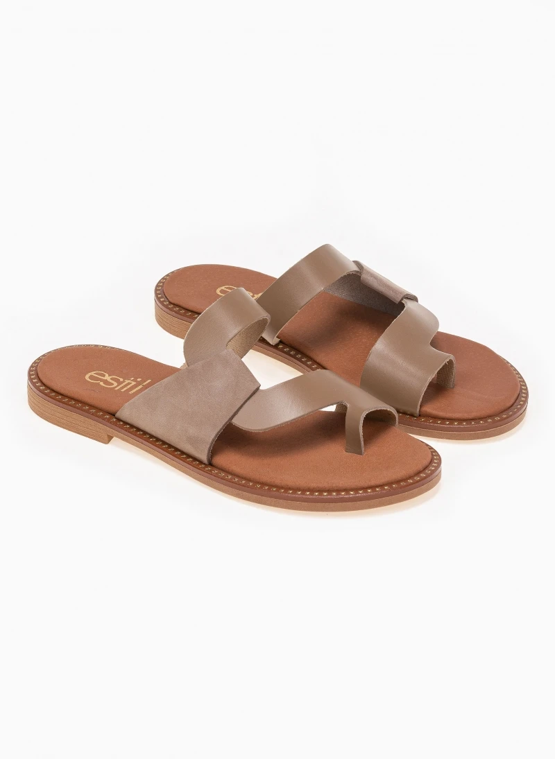 Δερμάτινα σανδάλια με Nubuck λεπτομέρεια Estil - Μπεζ 5 Δερμάτινα σανδάλια με Nubuck λεπτομέρεια Estil - Μπεζ - Image 3