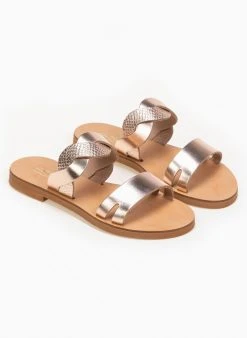 Estil Σανδάλια δερμάτινα με πλεξούδα στη φάσα - Χαλκός
