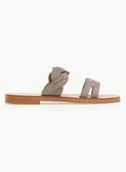 Estil Σανδάλια δερμάτινα με πλεξούδα στη φάσα - Τάουπε -The Fashion Project κατάστημα estil dermatina sandalia me pattern fidi sta loura 91417 v5mu