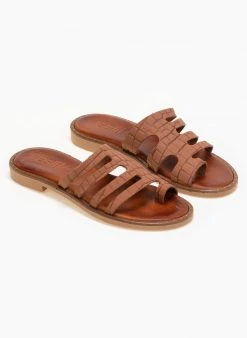 Σανδάλια δερμάτινα κροκό Estil - Ταμπά 8 Σανδάλια δερμάτινα κροκό Estil - Ταμπά -The Fashion Project κατάστημα estil dermatina sandalia me pattern kroko 91402 pgyx