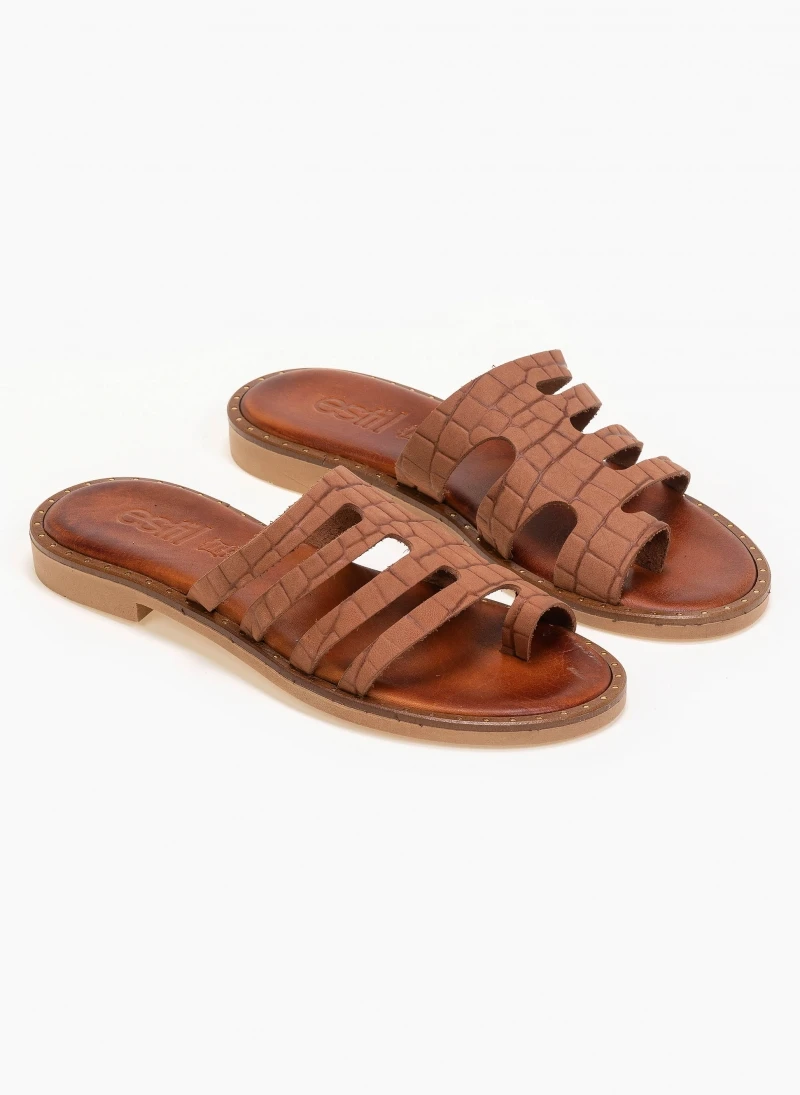 Σανδάλια δερμάτινα κροκό Estil - Ταμπά 5 Σανδάλια δερμάτινα κροκό Estil - Ταμπά - Image 3