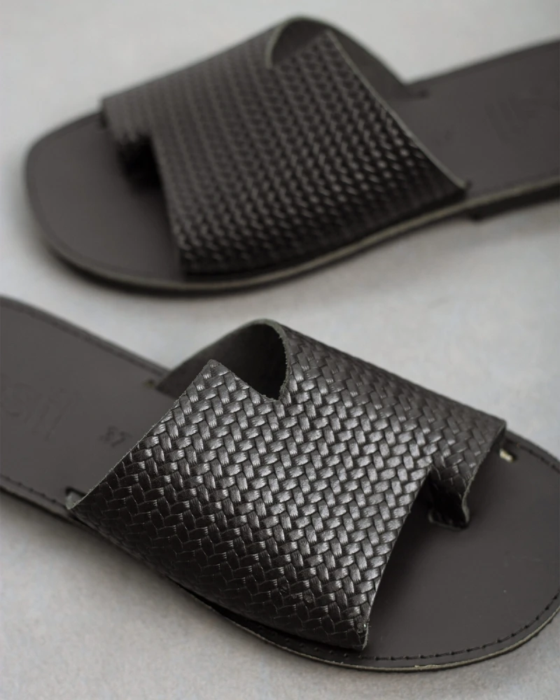 Σανδάλια δερμάτινα με Pattern Estil - Μαύρο 4 Σανδάλια δερμάτινα με Pattern Estil - Μαύρο - Image 2