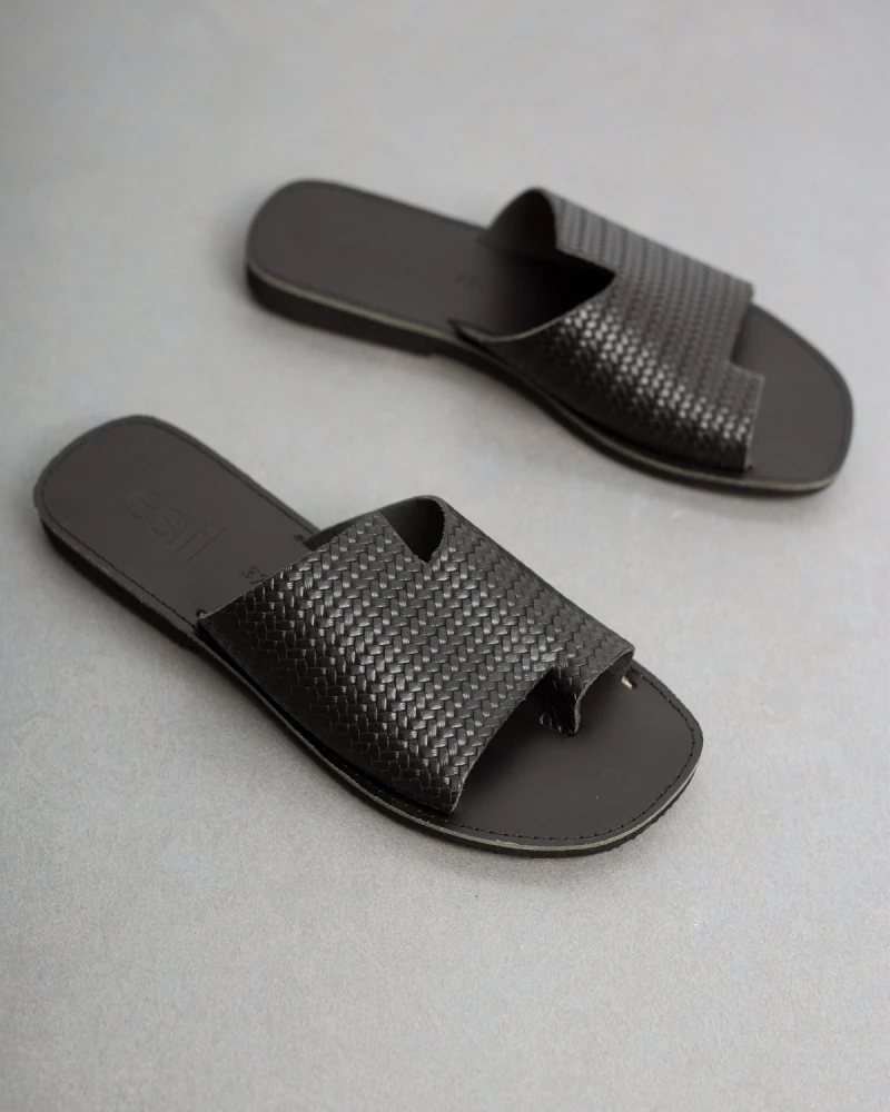 Σανδάλια δερμάτινα με Pattern Estil - Μαύρο 6 Σανδάλια δερμάτινα με Pattern Estil - Μαύρο - Image 4