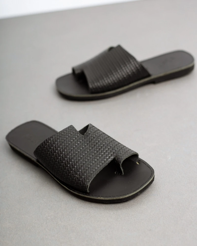 Σανδάλια δερμάτινα με Pattern Estil - Μαύρο 7 Σανδάλια δερμάτινα με Pattern Estil - Μαύρο - Image 5