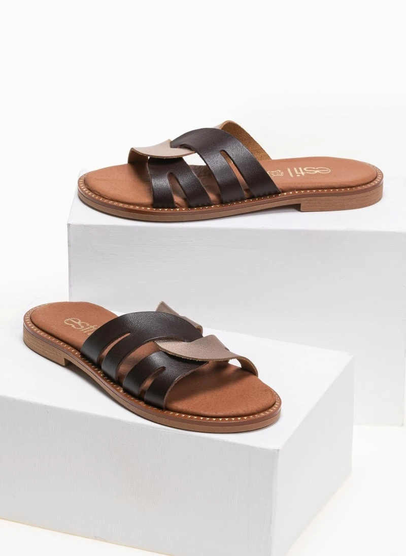 Σανδάλια δερμάτινα με περαστές φάσες Estil - Mocha 4 Σανδάλια δερμάτινα με περαστές φάσες Estil - Mocha - Image 2