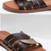 Σανδάλια δερμάτινα με περαστές φάσες Estil - Mocha -The Fashion Project κατάστημα estil dermatina sandalia me perastes fases 91167 u8ml
