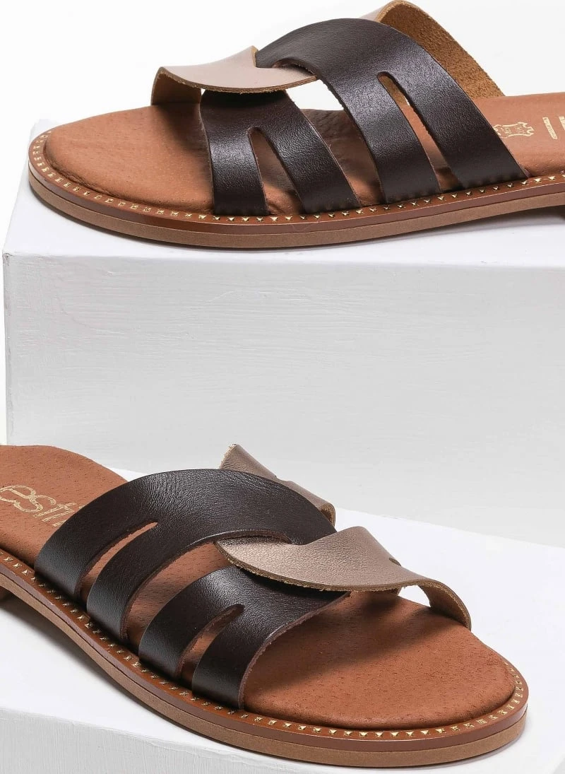 Σανδάλια δερμάτινα με περαστές φάσες Estil - Mocha 3 Σανδάλια δερμάτινα με περαστές φάσες Estil - Mocha