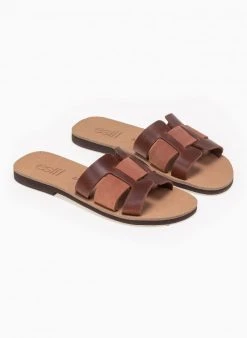 Σανδάλια δερμάτινα με περαστή φάσα Estil - Ταμπά