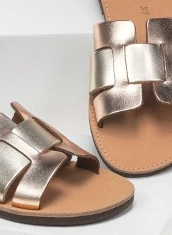 Σανδάλια δερμάτινα με περαστή φάσα Estil - Χαλκός -The Fashion Project κατάστημα estil dermatina sandalia me perasti fasa 91751 lhcf