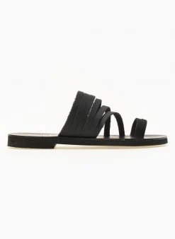 Σανδάλια δερμάτινα με πολλά λουράκια Estil - Μαύρο -The Fashion Project κατάστημα estil dermatina sandalia me polla lourakia 91251 anex