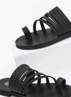 Σανδάλια δερμάτινα με πολλά λουράκια Estil - Μαύρο -The Fashion Project κατάστημα estil dermatina sandalia me polla lourakia 91251 gav6