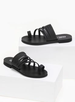 Σανδάλια δερμάτινα με πολλά λουράκια Estil - Μαύρο -The Fashion Project κατάστημα estil dermatina sandalia me polla lourakia 91251 w3lv