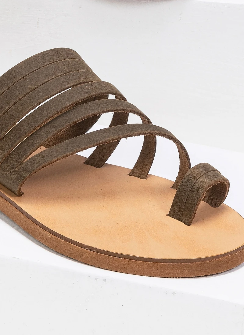 Σανδάλια δερμάτινα με πολλά λουράκια Estil - Χακί 6 Σανδάλια δερμάτινα με πολλά λουράκια Estil - Χακί - Image 4