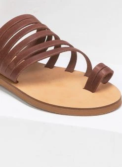 Σανδάλια δερμάτινα με πολλά λουράκια Estil - Καφέ -The Fashion Project κατάστημα estil dermatina sandalia me polla lourakia 91255 5k7v