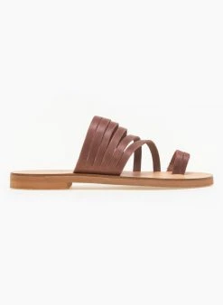 Σανδάλια δερμάτινα με πολλά λουράκια Estil - Καφέ -The Fashion Project κατάστημα estil dermatina sandalia me polla lourakia 91255 661t