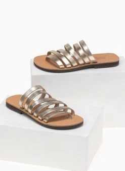 Σανδάλια δερμάτινα με λουράκια Estil - Χρυσό -The Fashion Project κατάστημα estil dermatina sandalia me polla lourakia 92094 g0o7