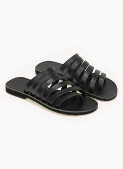 Σανδάλια δερμάτινα με λουράκια Estil - Μαύρο -The Fashion Project κατάστημα estil dermatina sandalia me polla lourakia 92460 slyp